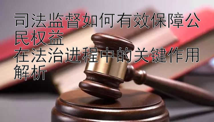 司法监督如何有效保障公民权益  
在法治进程中的关键作用解析